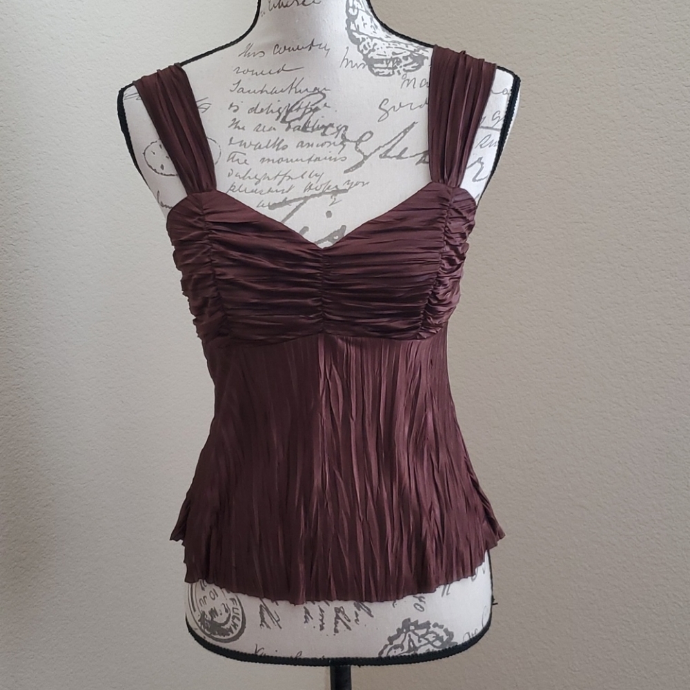 Brown raw hem tank top